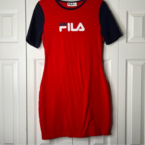 Fila Dresses Fila Navy Red Elbow Sleeve Dress Poshmark